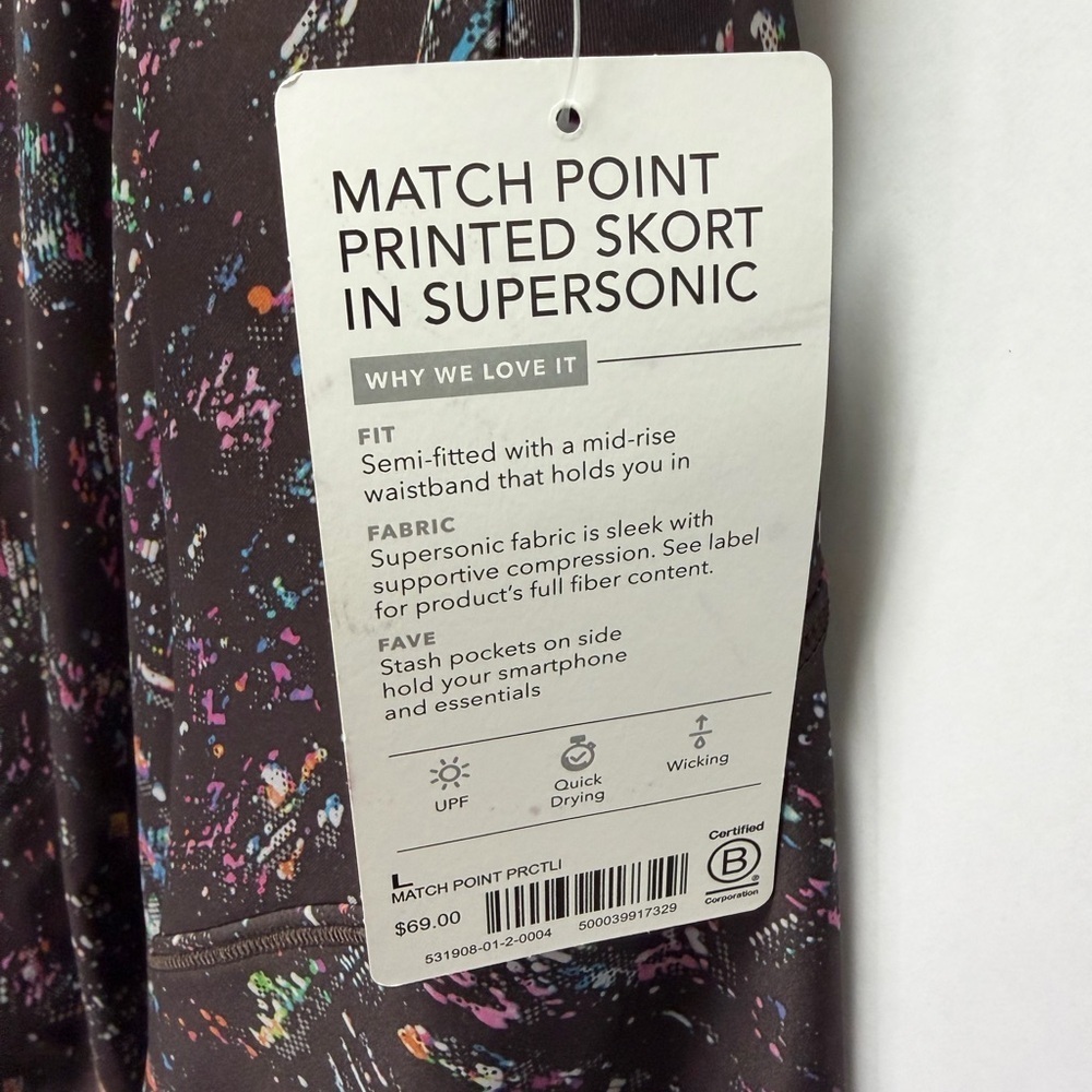 Athleta NWT Match Point Printed Skort in Supersonic | Size Large - Picture 5 of 8
